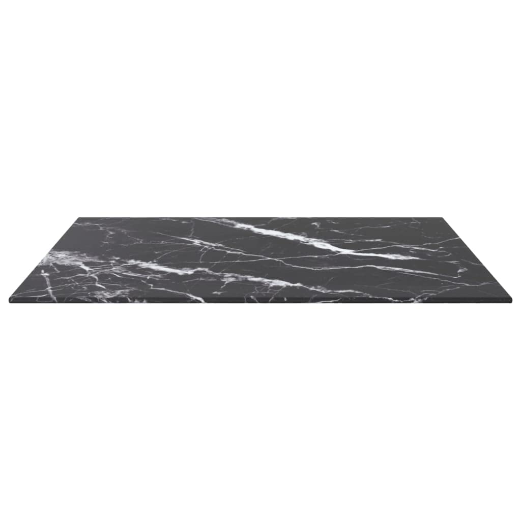 vidaXL 23.6&quot; x 23.6&quot; Black Tempered Glass Table Top with Marble Design - Durable Square Glass Piece for Dining and Coffee Tables