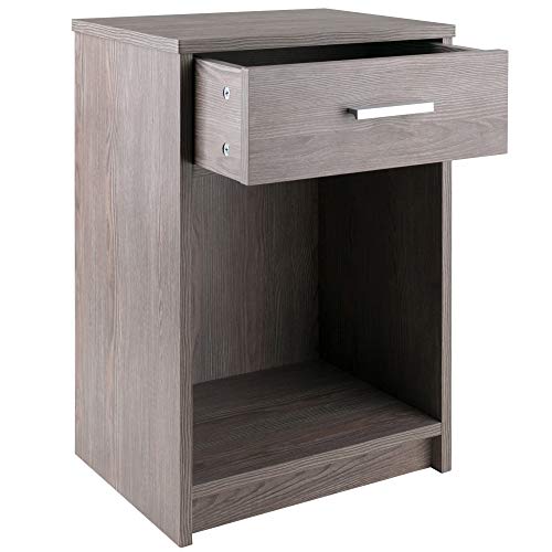 Contemporary Ergode Wood Rennick Accent Table - Rustic Charm, Side Table, Drawer, Cabinet, Mini-Bookshelf, Printer Stand, Ash Gray