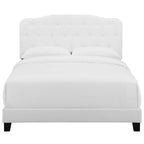 CasaFoyer Amelia King Bed | Luxurious Chic Style | Button-Tufted Headboard | Solid Wood Construction | Non-Marking Legs | Sturdy & Stable | Upholstered Frame | Box Spring Required | 800 lbs Weight Capacity