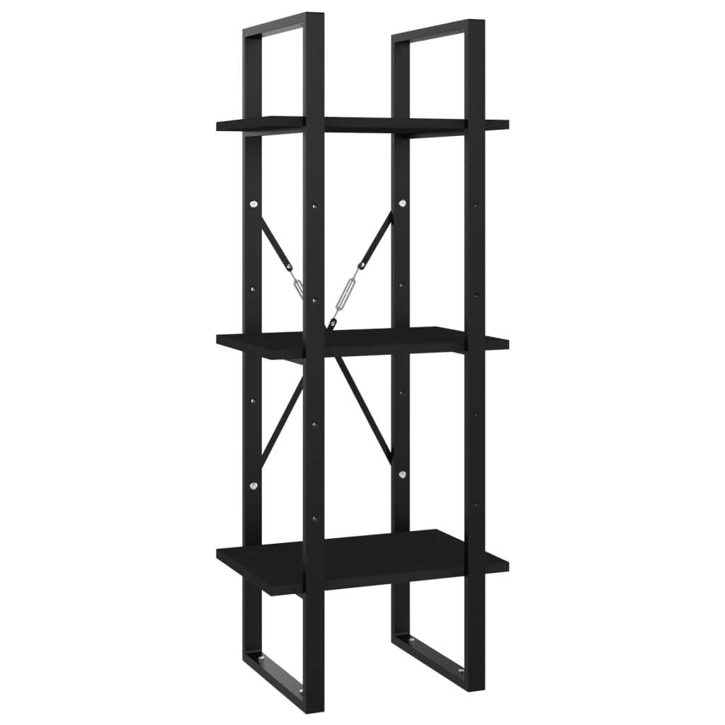 vidaXL 3-Tier Book Cabinet Black 15.7"x11.8"x41.3" Chipboard