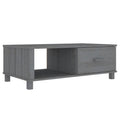 vidaXL Solid Pinewood Coffee Table HAMAR with Storage Drawer and Compartment, Versatile Home Furniture, Dark Gray, 39.4x21.7x13.