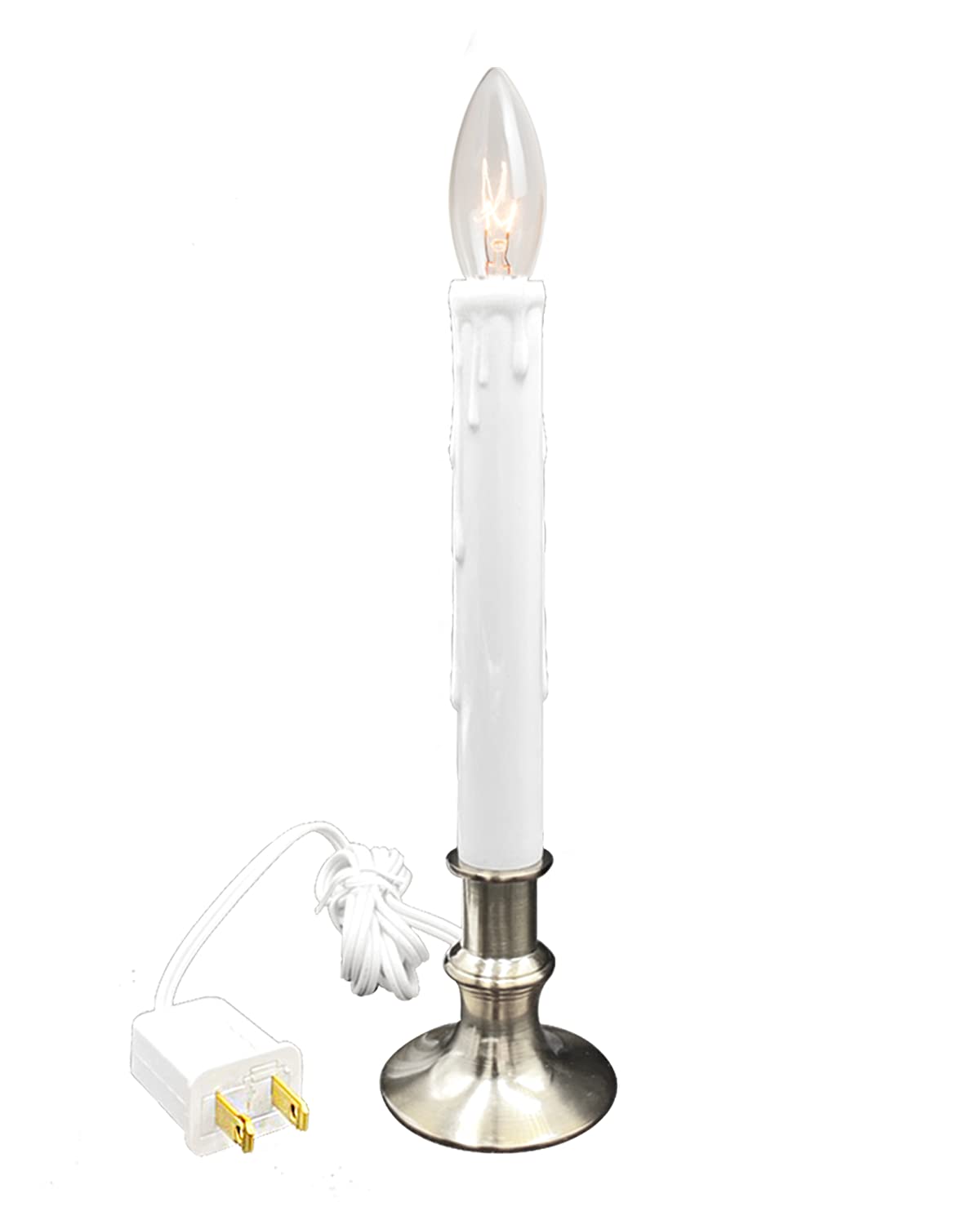 New Ideal Lights Daily Timer Window Candle 8/16 hrs Heavy Brush Nickel Base 1PK