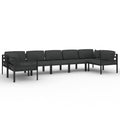 vidaXL 8-Piece Patio Lounge Set in Anthracite - Aluminum Outdoor Furniture with Modular Design, Comfy Cushions, and Back Pillows