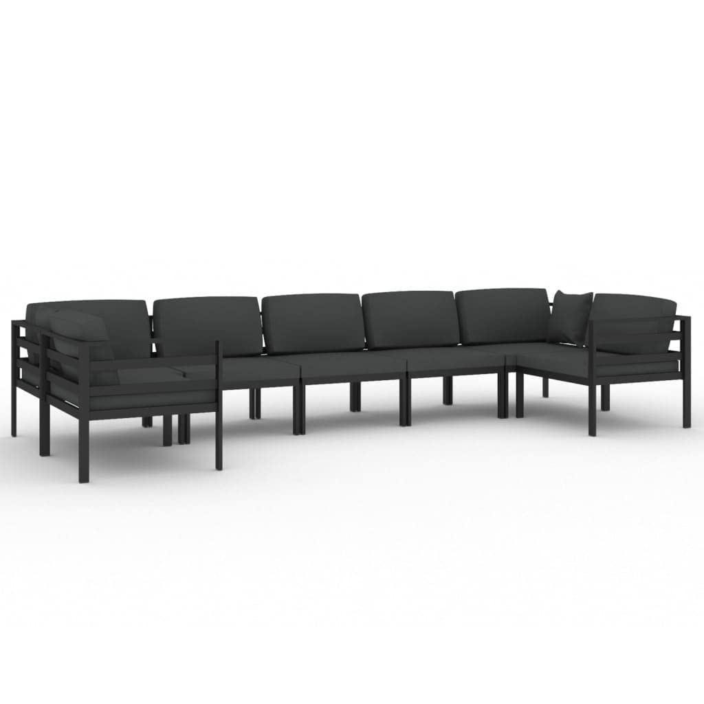 vidaXL 8-Piece Patio Lounge Set in Anthracite - Aluminum Outdoor Furniture with Modular Design, Comfy Cushions, and Back Pillows