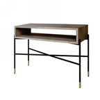 HomeRoots Grey, Black Industrial 45' Concrete and Metal Console Console Table