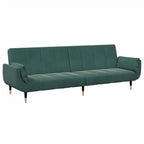 vidaXL 2 Seater Sofa Bed with Stool Dark Green Velvet Sofa Bed with Footstool Folding Sofa Bed 2 Seater Sofa Bed