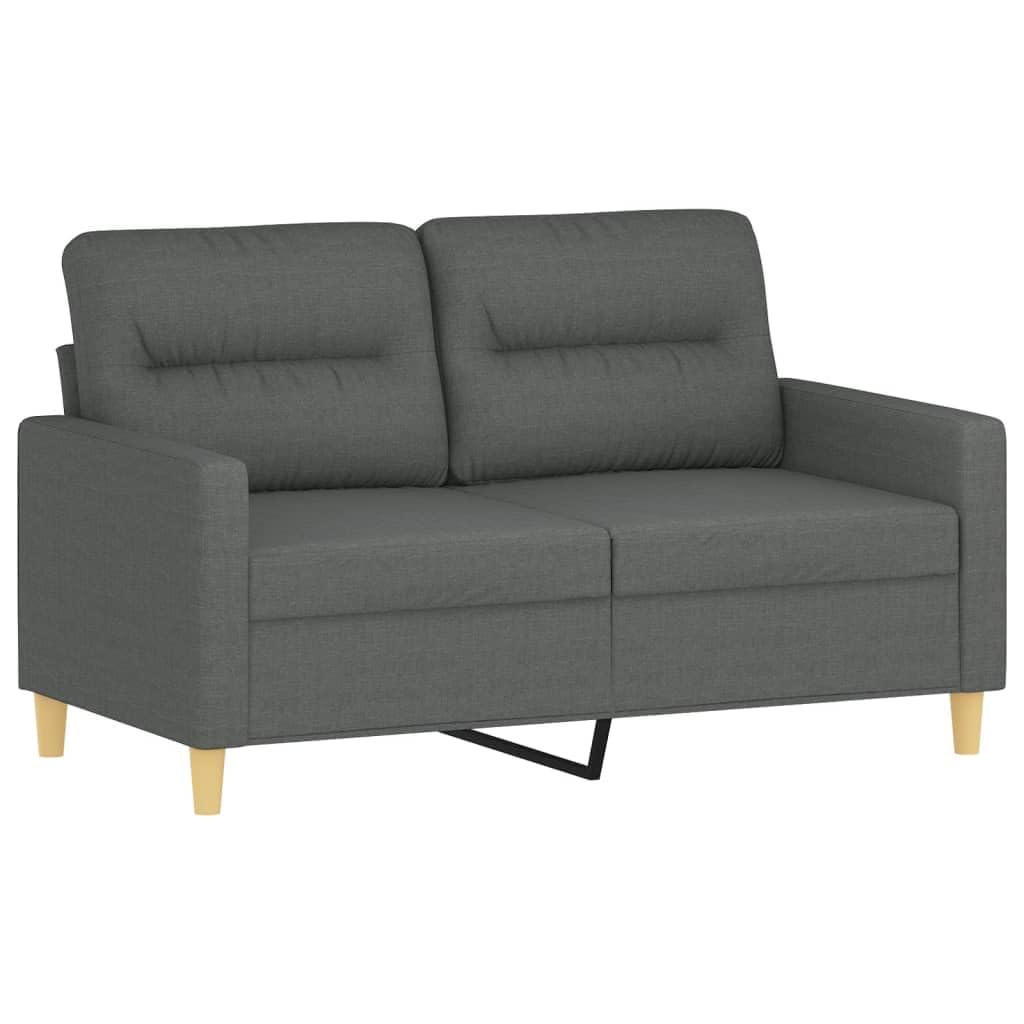vidaXL 2 Piece Sofa Set in Dark Gray - Fabric Upholstered with Cushions - Modern Design for Living Room, Lounge, or Office