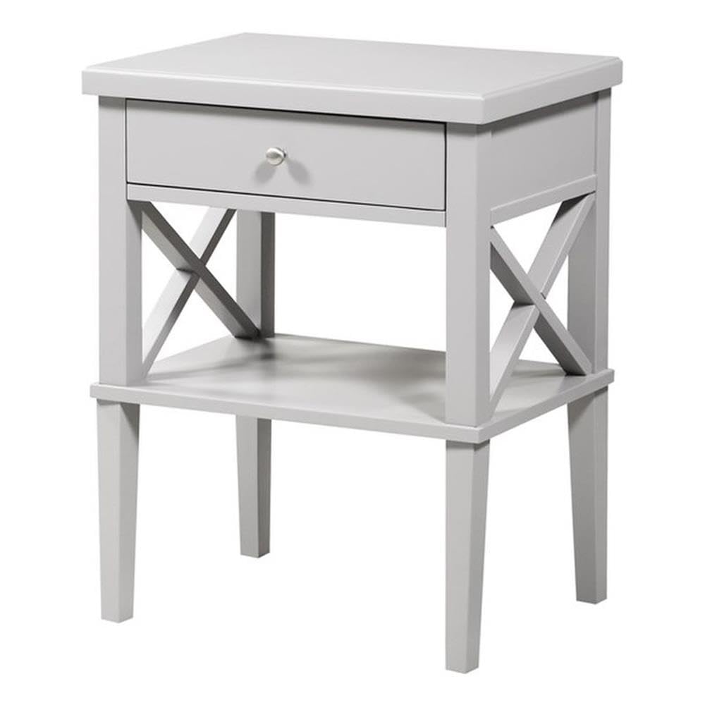 Comfort Pointe Marta Dove Gray 1-Drawer Wood Nightstand with Storage Shelf