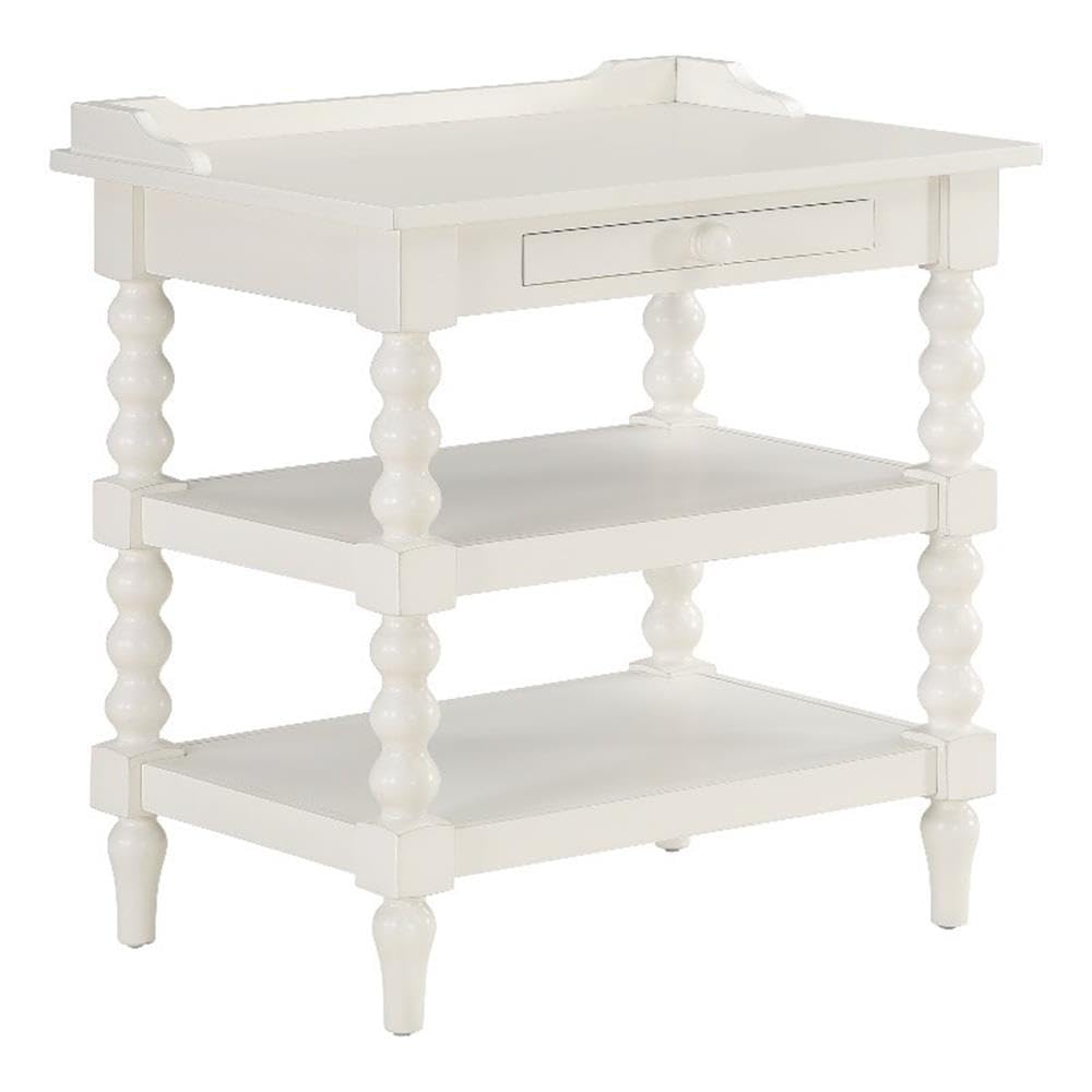 Comfort Pointe Averly Antique White Wood Turned Leg Storage Nightstand