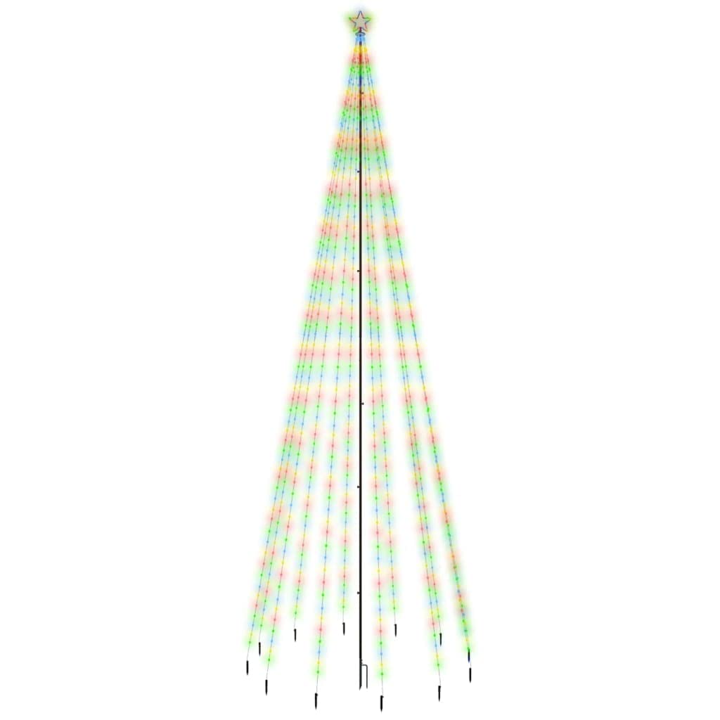 : vidaXL 16ft Colorful LED Christmas Tree - 732 LEDs, Steel PVC Materials, 8 Lighting Effects, 5ft Diameter