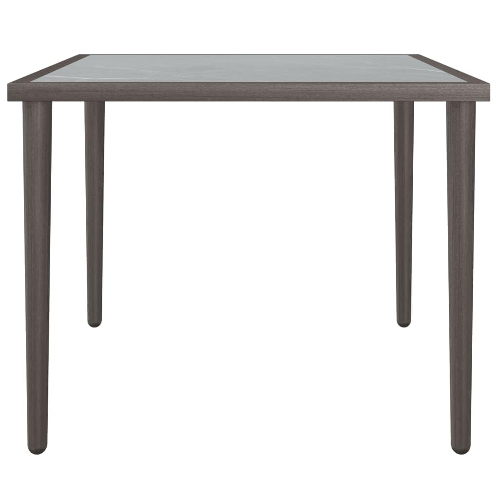 vidaXL Steel Patio Table - Durable Outdoor Coffee Table with Stable Top - Gray Lounge Table with Maximum Load Capacity of 242.5 lbs - 18.9"x18.9"x14.6" Dimensions – Assembly Required
