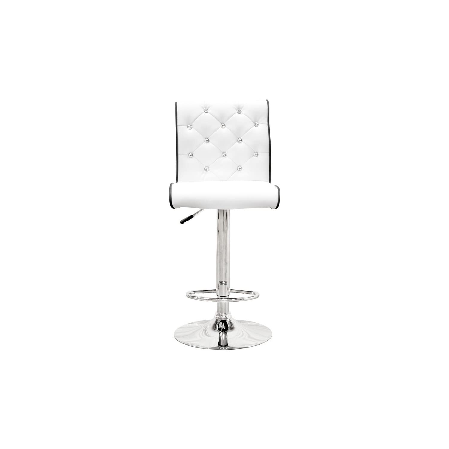 Best Master Swivel Bar Stool With Crystal And Tufted Look In White (Set Of 2)