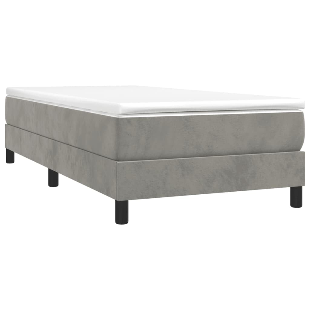 Vidaxl Box Spring Twin Bed Frame - Modern Design In Light Gray Velvet - 76&quot; X 39.4&quot; X 9.8&quot; Sized Bed Frame - Compliant With California Proposition 65