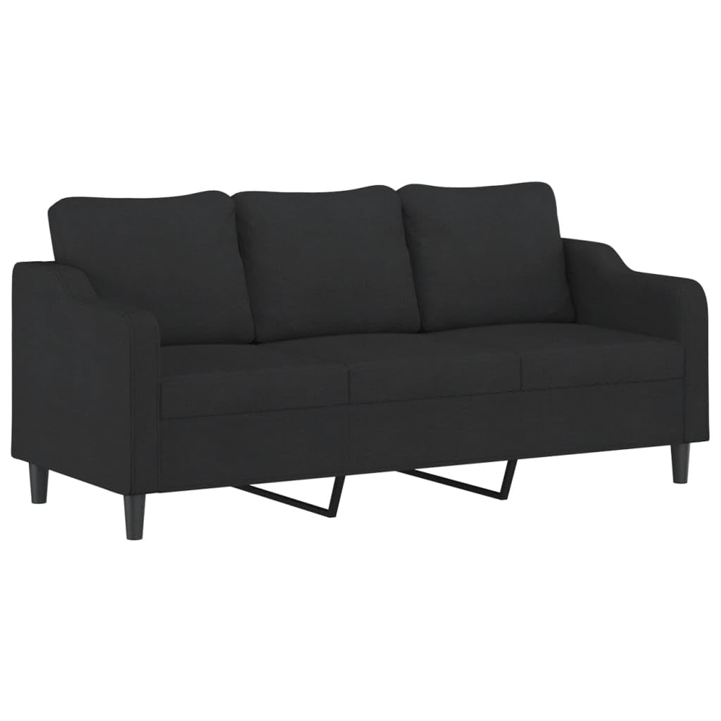 vidaXL 3-Seater Sofa with Comfortable Padded Seats, Modern Fabric Upholstery, Ideal for Living Room, Office, Lounge, and Bedroom - Black