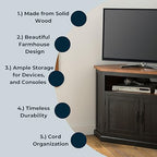 Martin Svensson Home Rustic Corner Tv Stand, Antique Black And Honey Tobacco