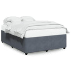 vidaXL Upholstered Bedstead - Velvet Mattress Base - Full Size Dark Gray Bed Frame, Bedroom Comfort with Pine Wood Stability