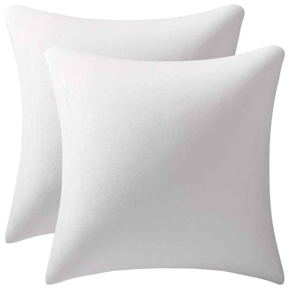 Dezene Decorative Pillow Cases 22X22 Off-White: 2 Pack Cozy Soft Velvet Square Throw Pillow Covers For Farmhouse Home Decor