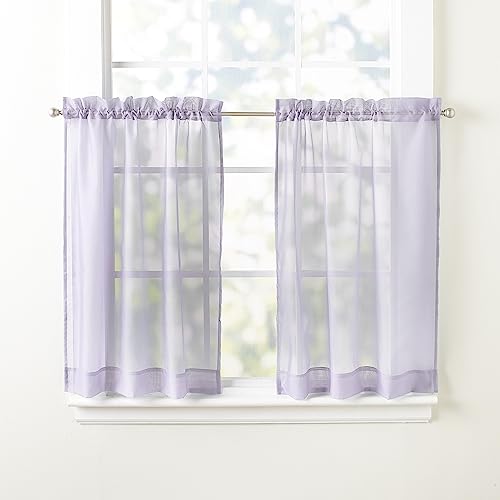 Emelia Voile Window Treatment Tier Set - 24' Lilac - 2 Pieces
