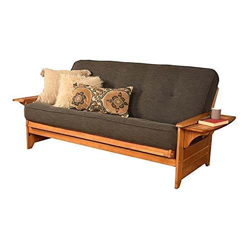Kodiak Furniture Phoenix Full Size Futon in Butternut Finish, Linen Charcoal