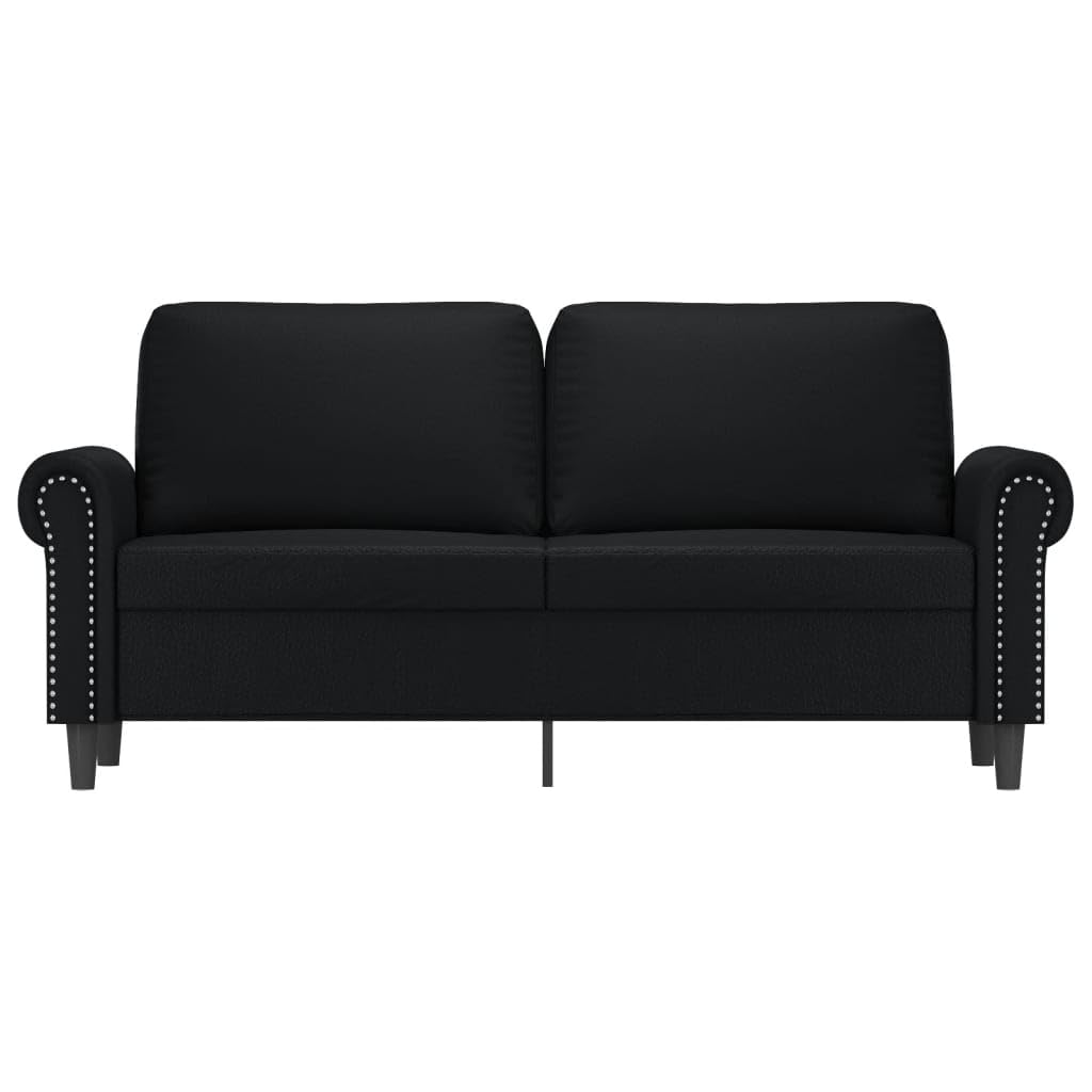 vidaXL Faux Leather Two-Seater Sofa - Modern Black Design, Padded Comfort, Indoor Lounge Seating, Durable Metal Frame, Easy-to-Clean Surface