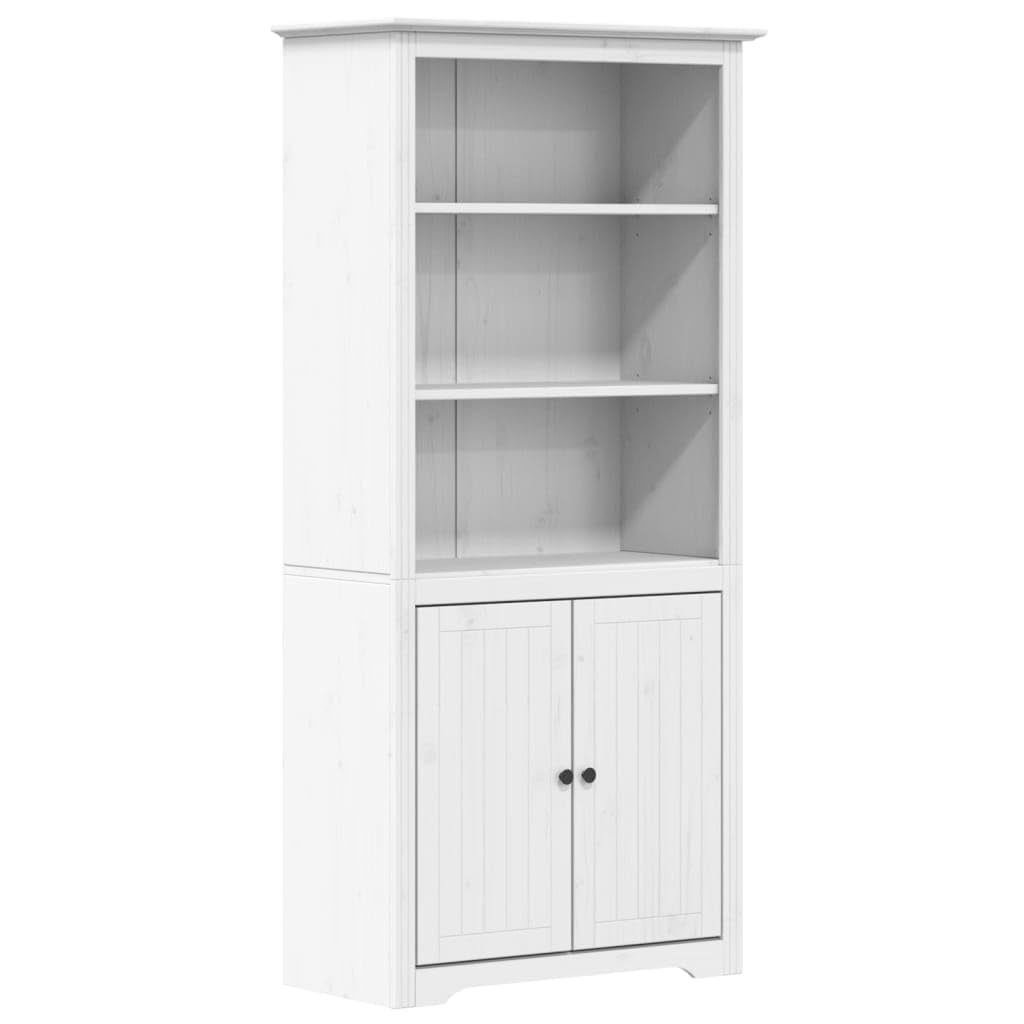 vidaXL Bookcase, Storage Shelf for Books, High Sideboard, Side Cabinet for Living Room, Office, Solid White Pine Wood