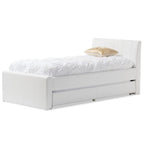 Baxton Studio Cosmo Modern and Contemporary Black Faux Leather Trundle Bed, Twin, White
