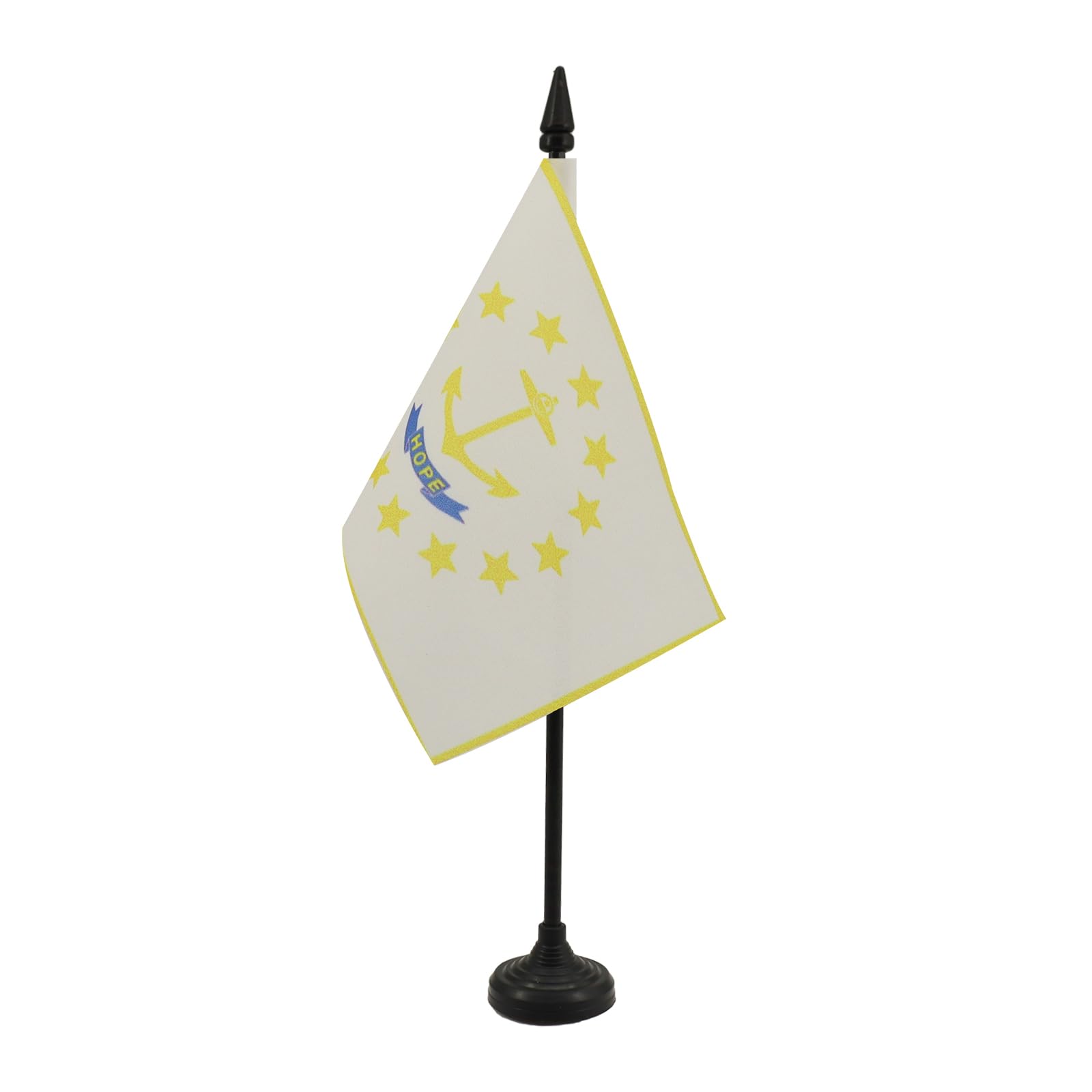 Rhode Island Table Flag 4' X 6' - Us State Of Rhode Island Desk Flag 15 X 10 Cm - Black Plastic Stick And Base - Az Flag