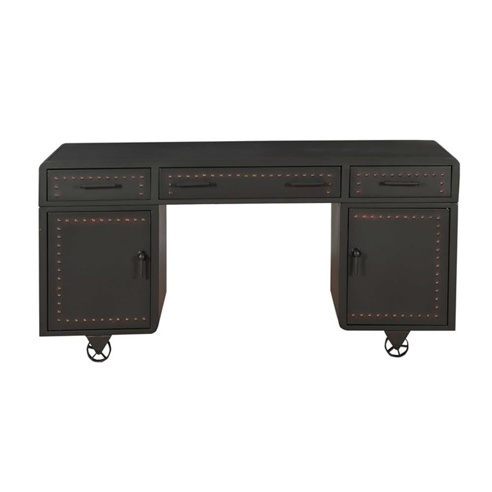 Acme Actaki 3-Drawer Wooden Executive Desk with 2 Doors in Sandy Gray