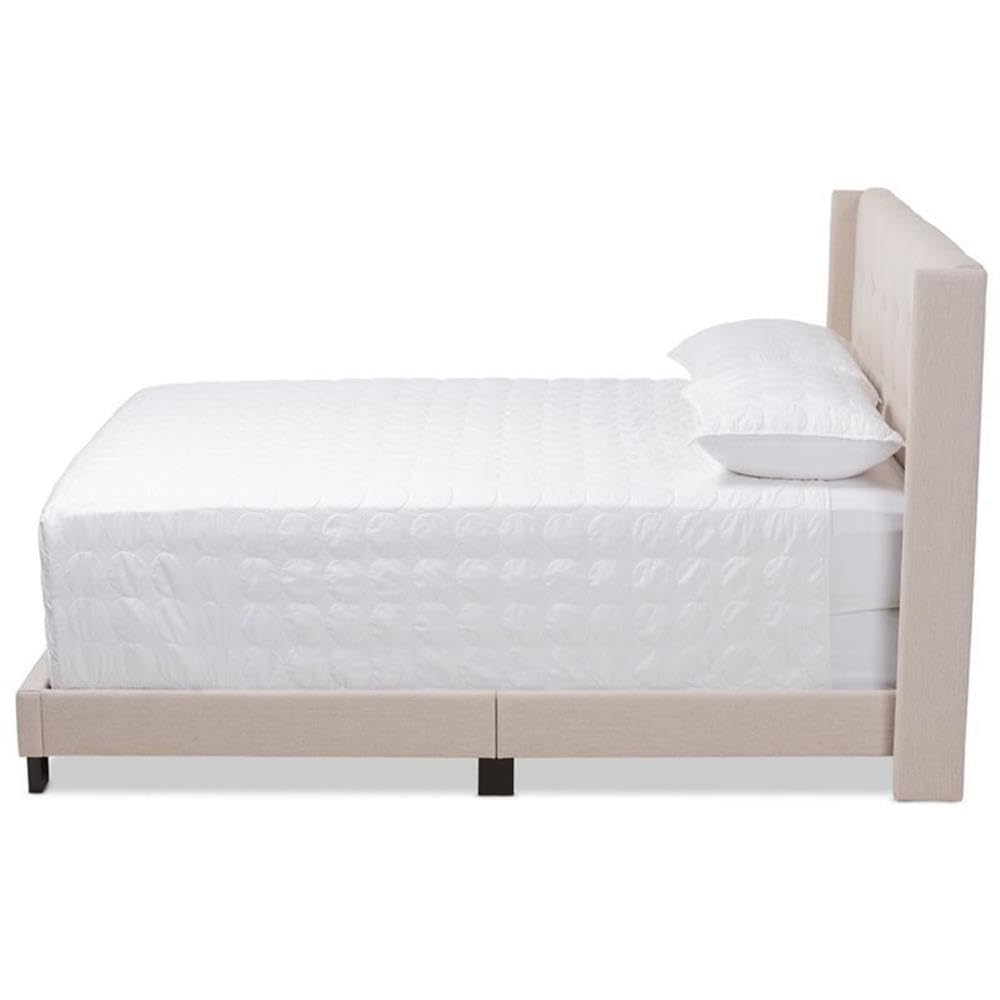 Baxton Studio Lisette Modern and Contemporary Beige Fabric Upholstered King Size Bed