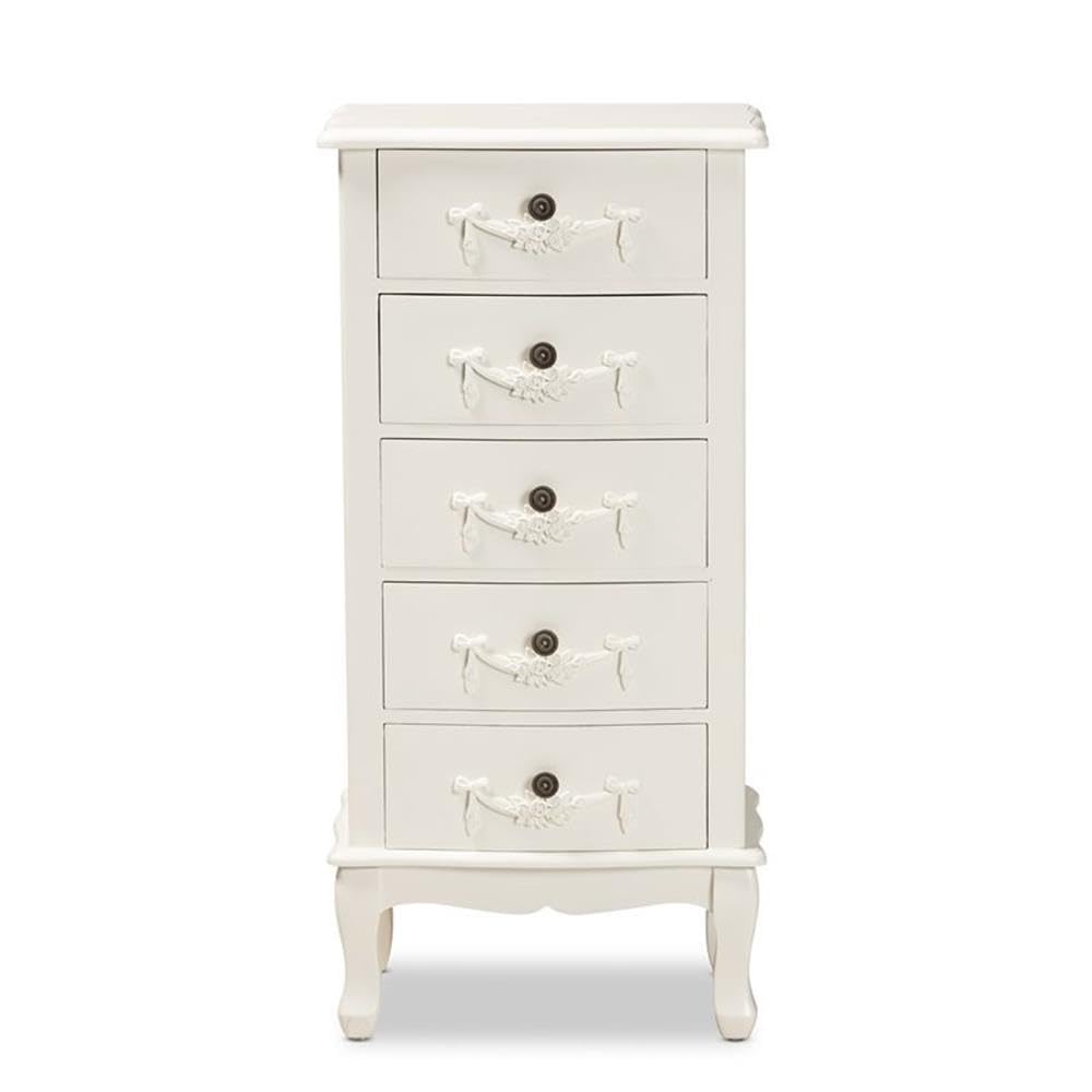 Baxton Studio Callen White Finished Wood 5-Drawer Chest