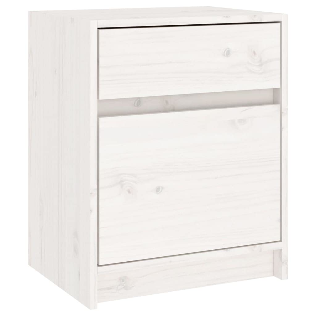 vidaXL Bedside Cabinet White 15.7&quot;x12.2&quot;x19.7&quot; Solid Wood Pine