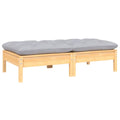 vidaXL Solid Pinewood 2-Seater Patio Sofa in Gray with Cushions - Versatile Modular Design for Customizable Outdoor Lounge Settings