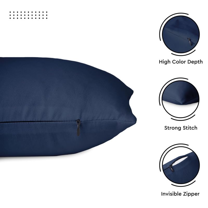 Cotton Canvas Throw Pillow Covers By Encasa Pack Of 2 Scotch Blue 12'X12' No Insert With Hidden Zipper | Decorative Cushion Co