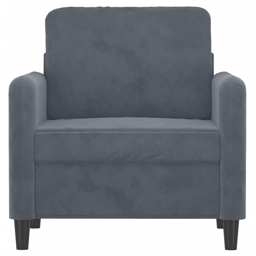 vidaXL Dark Gray Velvet Sofa Chair - Comfortable Padded Seat - Stable Metal Frame - Modern Design - Ideal for Living Room, Lounge, or Office
