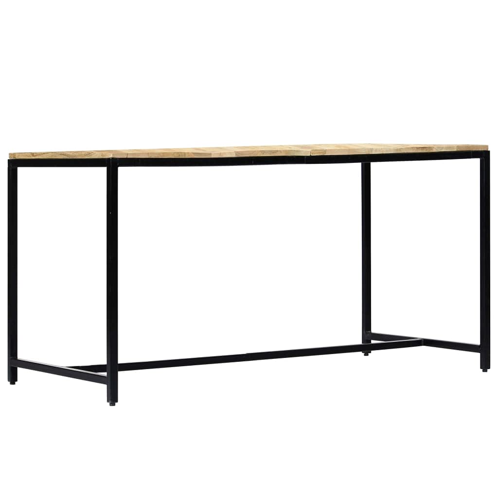 vidaXL Dining Table, Industrial Style, Solid Rough Mango Wood Top, Black Powder-Coated Iron Legs, Polished and Lacquered, Easy Maintenance, Rectangular, Brown Wood, 55.1&quot;x27.6&quot;x29.5&quot;