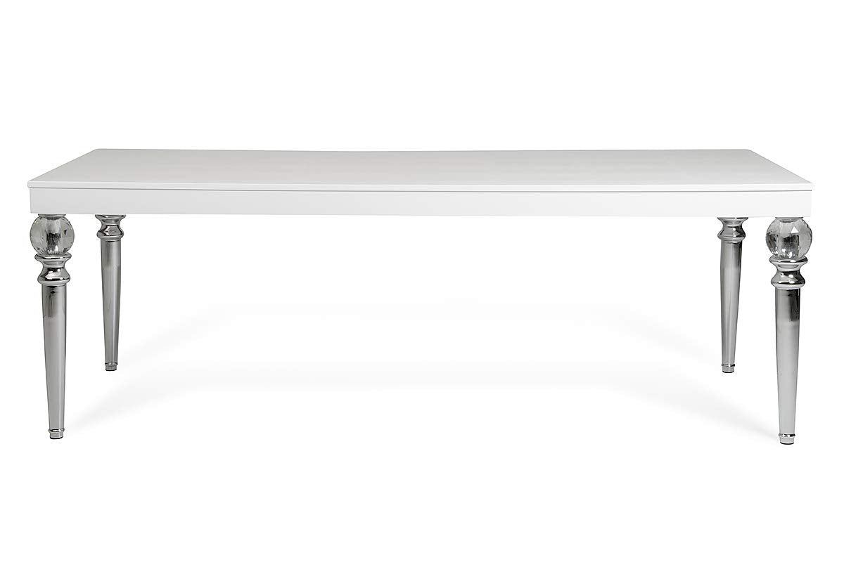 HomeRoots Furniture 31-inch White Crocodile Dining Table with Crystal Clear Legs