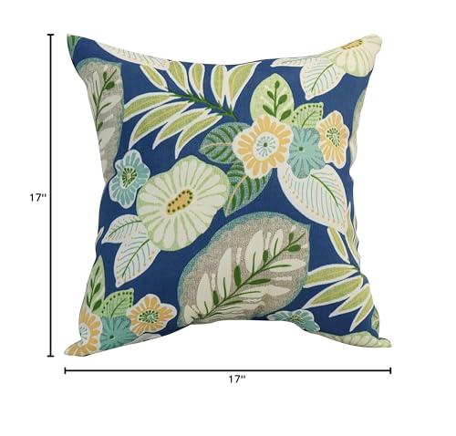 Blazing Needles Outdoor Floral Polyester Throw Pillow, 17&quot;, Marlow Pool 4 Count
