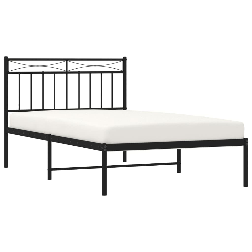 vidaXL 11'' Twin XL Metal Bed Frames with Headboard, Platform Bed Frame with Strong Metal Slats Support, Under Bed Storage, Noise Free, Black, Without Mattress