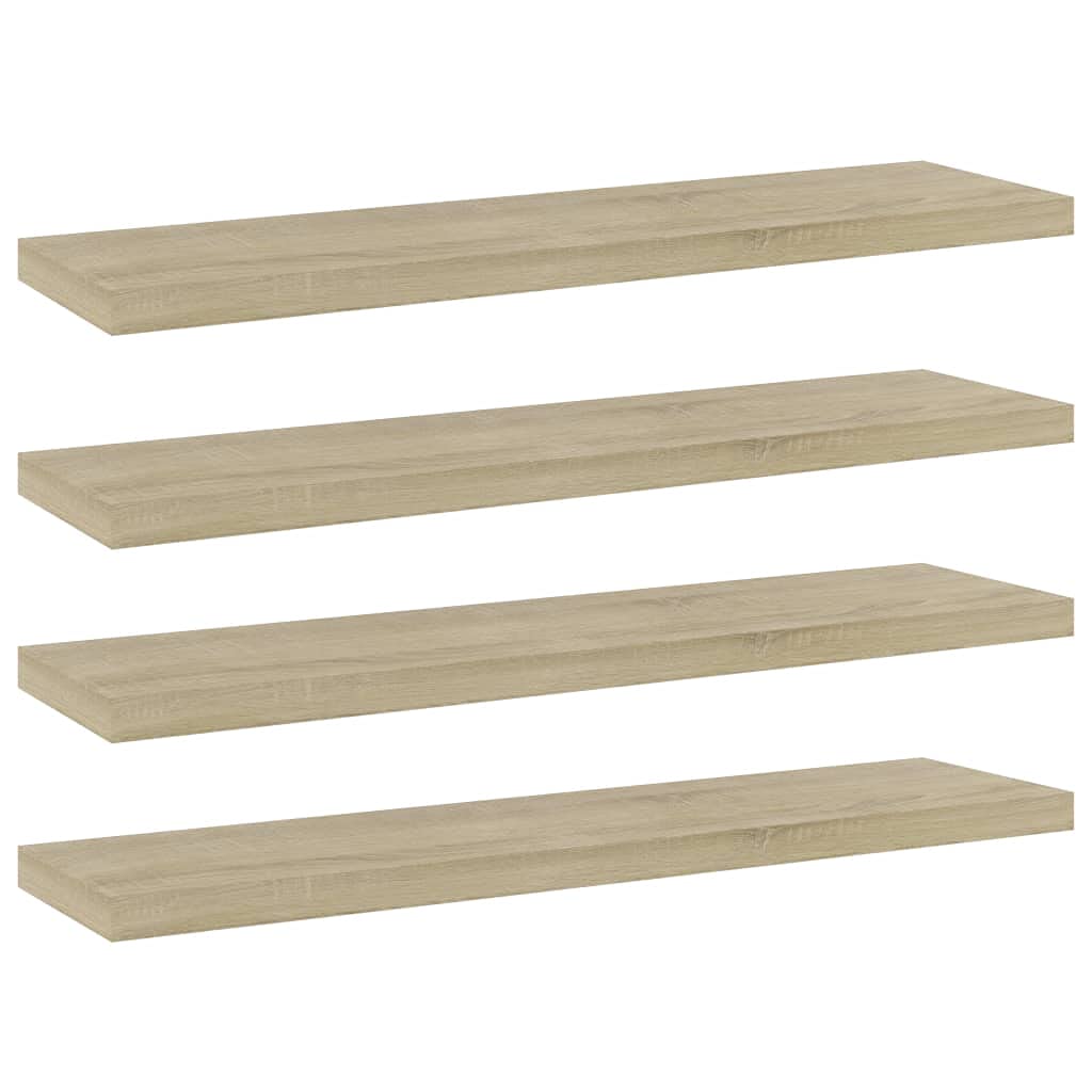 vidaXL – Modern Sonoma Oak Bookshelf Boards - 4-Pack of 15.7&quot;x3.9&quot;x0.6&quot; Panels Made from Engineered Wood for Extra Storage and Shelf Replacement