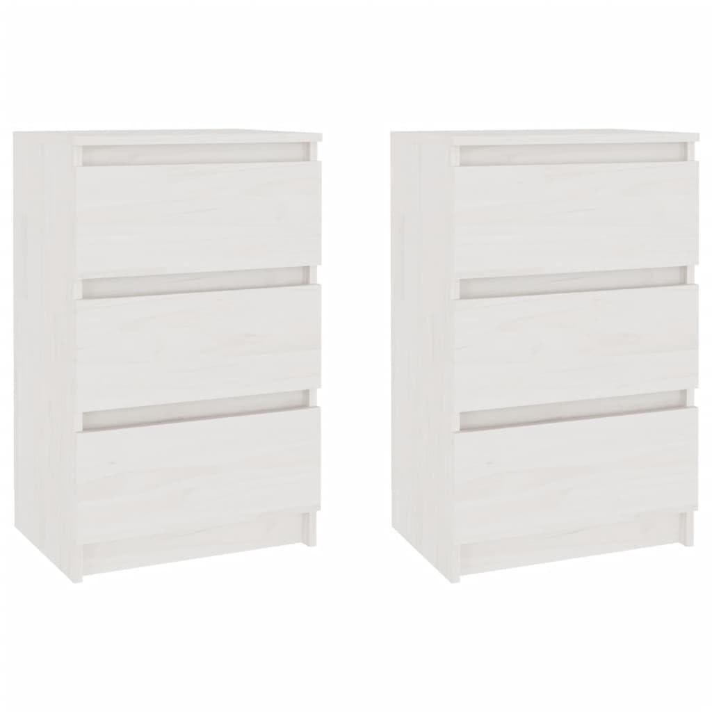 vidaXL Bedside Cabinets 2 pcs White 15.7&quot;x11.6&quot;x25.2&quot; Solid Wood Pine