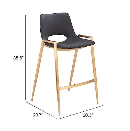 Zuo Desi Counter Stool Black & Gold