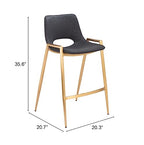 Zuo Desi Counter Stool Black & Gold