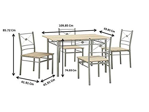 Coaster Home Furnishings 5-Piece Rectangular Dining Set Brushed Silver