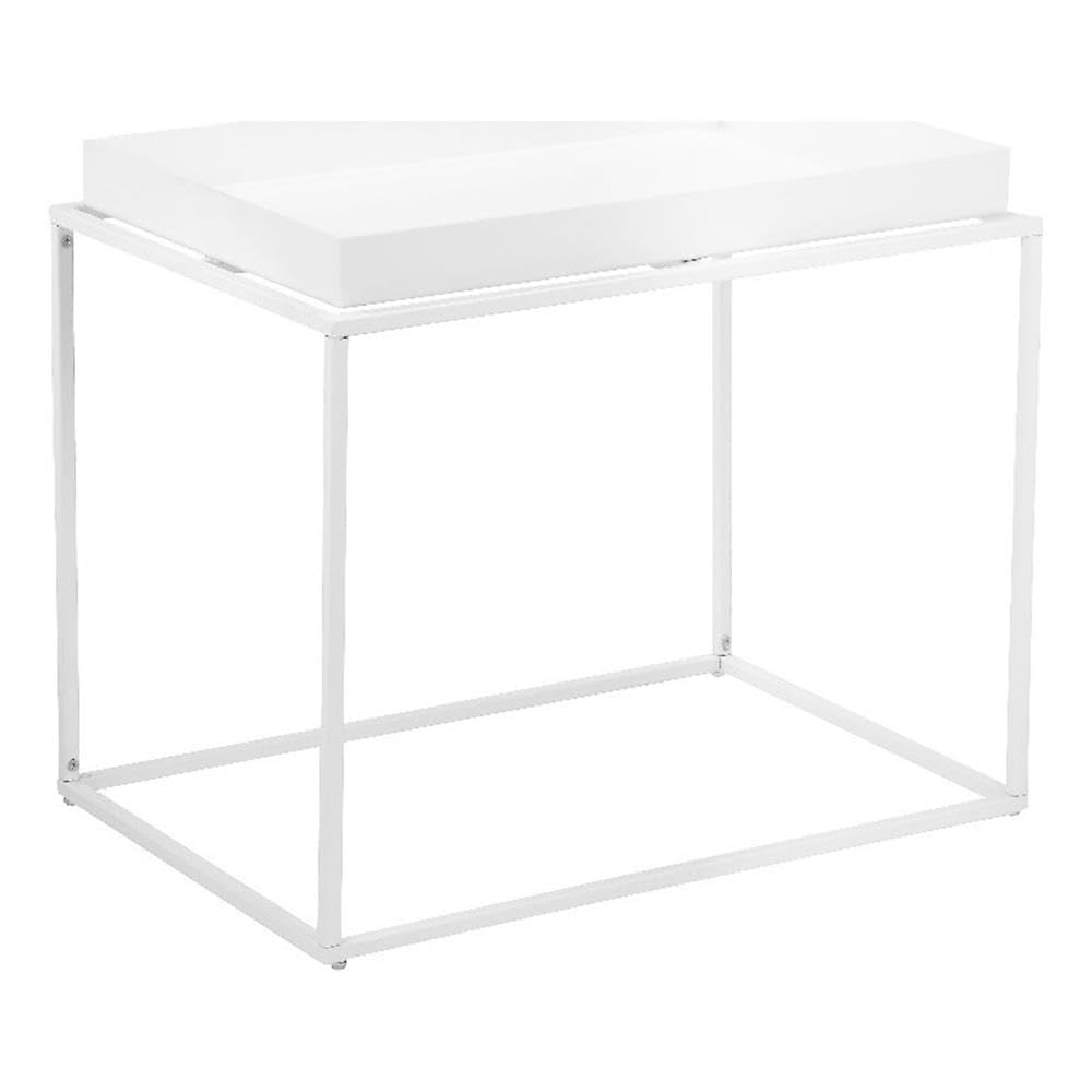 Pangea Home Bixby Framed Tray Modern Metal Side Table In White