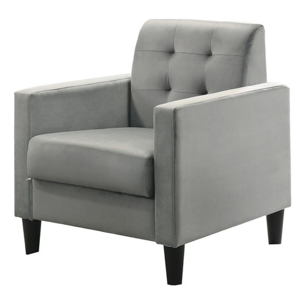 Lilola Home Hale Light Gray Velvet Accent Armchair with Tufting