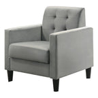 Lilola Home Hale Light Gray Velvet Accent Armchair with Tufting
