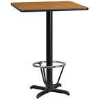 Flash Furniture Stiles 24'' Square Natural Laminate Table Top With 22'' X 22'' Bar Height Table Base And Foot Ring