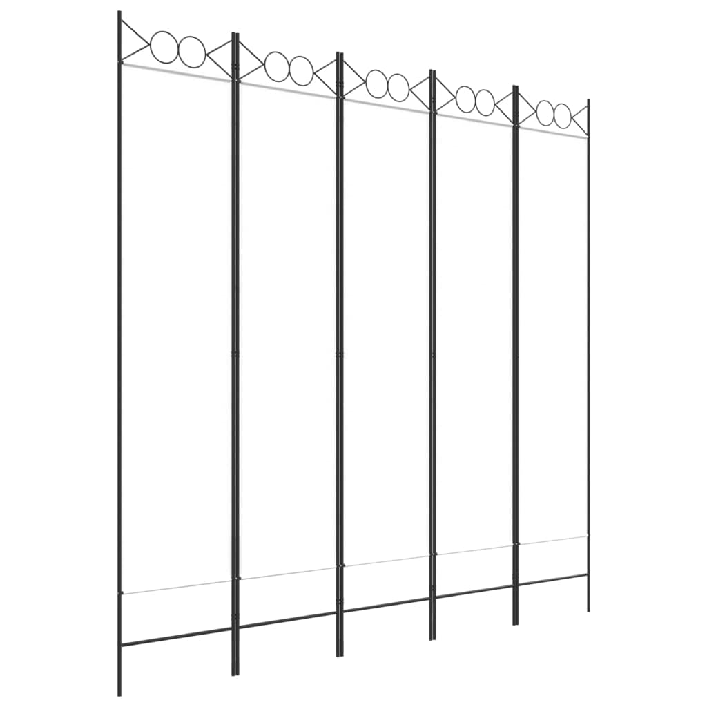 5 Panel Room Divider Privacy Screen for Room Separation White Fabric vidaXL