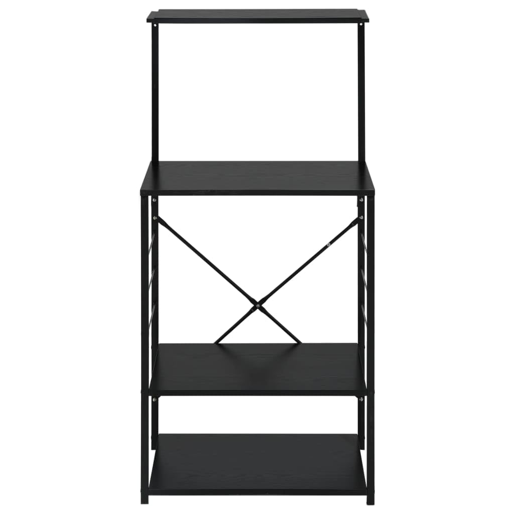 vidaXL Engineered Wood and Steel Microwave Cabinet in Black - 4-Tier Storage Shelf with Accessory Hooks - Multipurpose Storage Unit for Kitchen, Living Room or Office'.