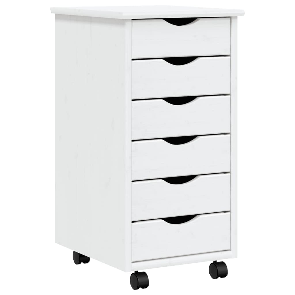 vidaXL MOSS 6-Drawer Chest, Solid Pine Wood Mobile File Cabinet, Storage Cabinet on Wheels, Chest of Drawers for Home Office, Easy Assembly & Maintenance, 13.4&quot;x15.4&quot;x25.8&quot;, White